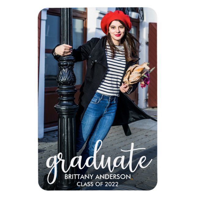 Imán Invitación moderna de graduación de fotos con guió (Vertical)
