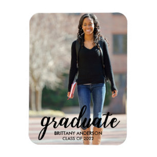 Imán Invitación moderna de graduación de fotos con guió