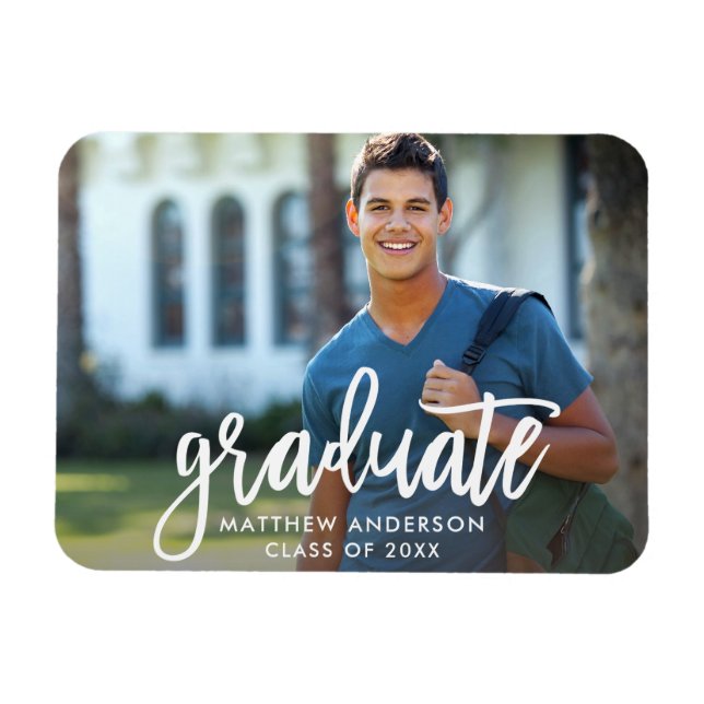Imán Invitación moderna de graduación de guión de pince (Horizontal)