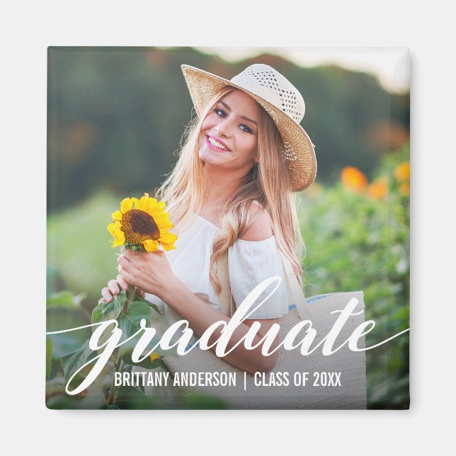 Imán Invitación moderna de graduación de guiones (Frente)