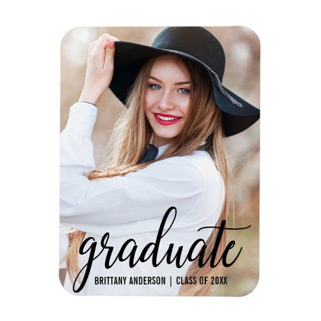 Imán Invitación moderna de graduación fotográfica B (Vertical)