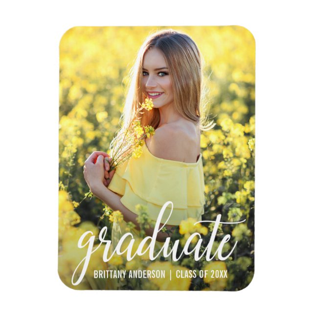 Imán Invitación moderna de graduación fotográfica W (Vertical)