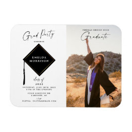 Imán Invitación moderna simple de 2 fotos para fiesta d
