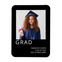 Imán Invitación negra de graduación simple de Photo 202