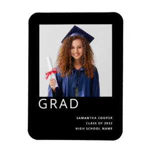 Imán Invitación negra de graduación simple de Photo 202