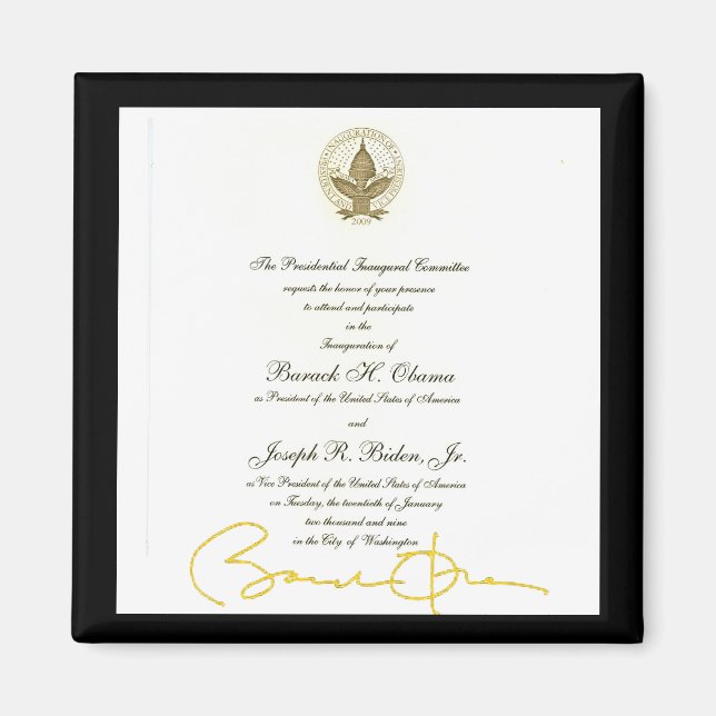 Imán Invitación oficial a la firma de Obama (Frente)