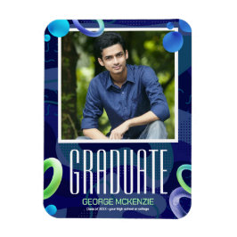 Imán Invitación personalizada de graduación azul