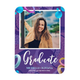 Imán Invitación personalizada de graduación púrpura
