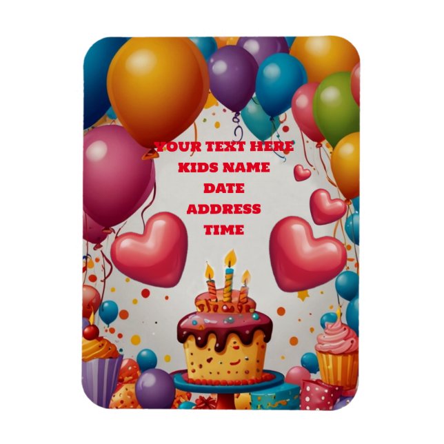 Imán Invitación personalizada Tarjeta de cumpleaños Inv (Vertical)