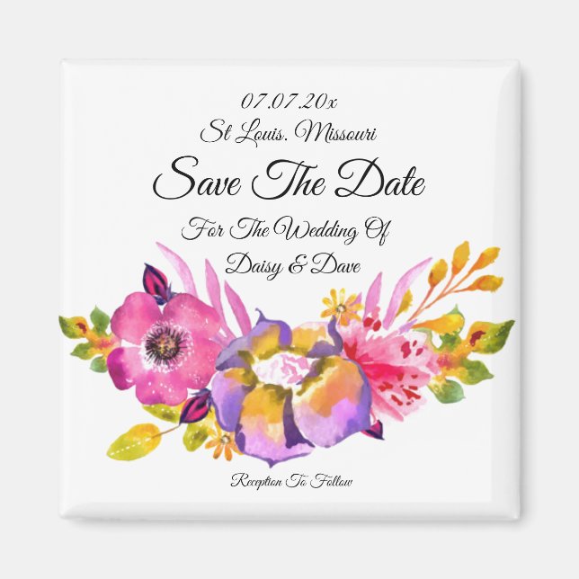 Imán Invitación Rustic Floral Save The Date Magnet (Frente)