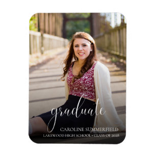 Imán Invitación simple elegante de graduación fotográfi