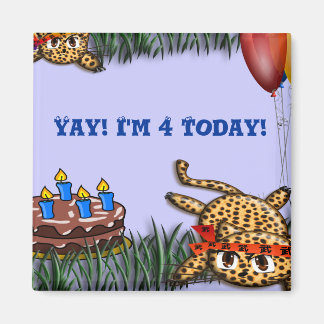 Imán Invitaciones al cumpleaños del Safari de Leopard U