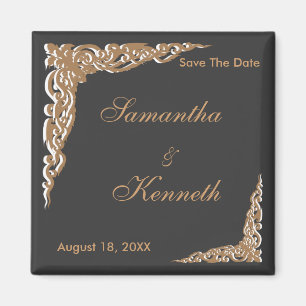 Imán Invitaciones de boda de oro negro