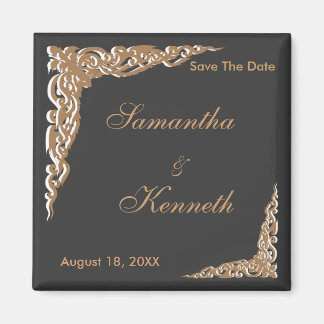 Imán Invitaciones de boda de oro negro