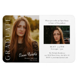 Imán Invitaciones de graduación con foto vertical moder