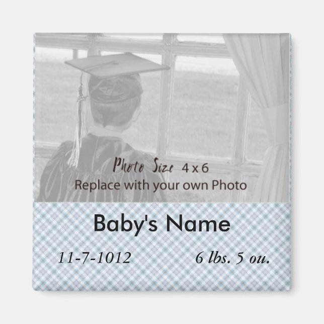 Imán Invitaciones del botón Baby Boy (Pin) (Frente)