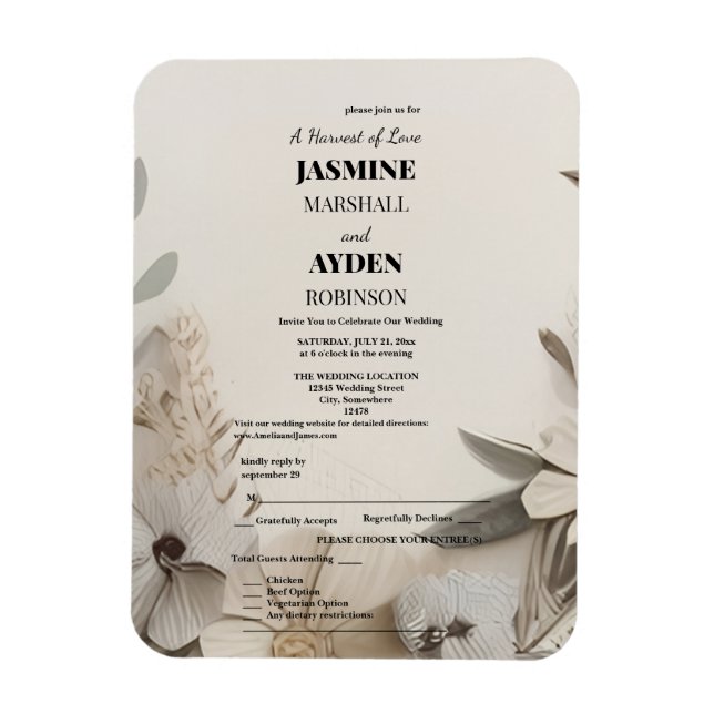 Imán Invitaciones elegantes de boda personalizadas (Vertical)