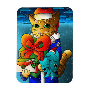 Imán Invitado del gato del navidad
