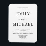 Imán Invitati, Minimalista Boda moderna de color blanco<br><div class="desc">Invitación minimalista moderna a la boda en blanco y negro. Personaliza todo el texto y los colores en esta invitación de boda sencilla y moderna.</div>