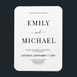 Imán Invitati, Minimalista Boda moderna de color blanco<br><div class="desc">Invitación minimalista moderna a la boda en blanco y negro. Personaliza todo el texto y los colores en esta invitación de boda sencilla y moderna.</div>