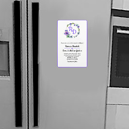 Imán Invitatio Boda Monogramado de la floral de la boni