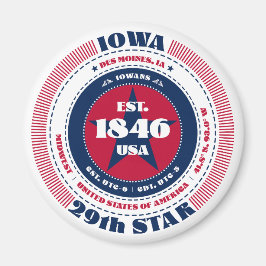 Imán Iowa Circle Typography Souvenir Magnet