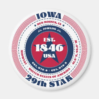 Imán Iowa Circle Typography Souvenir Magnet
