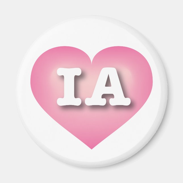 Imán Iowa Pink Fade Heart - I love IA (Frente)