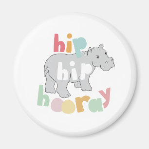 Imán ip Hip Hooray Gray Hippo Dibujar arte animal puro