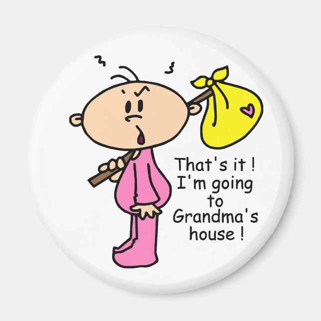 Imán Ir al bebé de la casa de la abuela (rosado) (Frente)