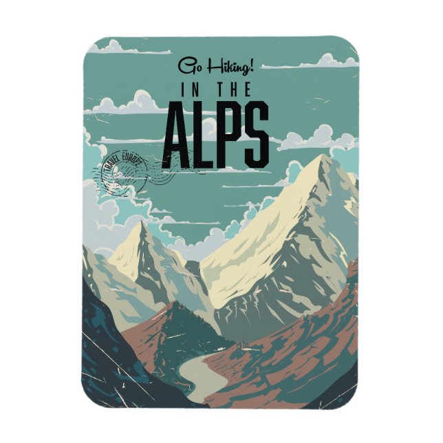 Imán Ir de excursión en los Alpes (Vertical)