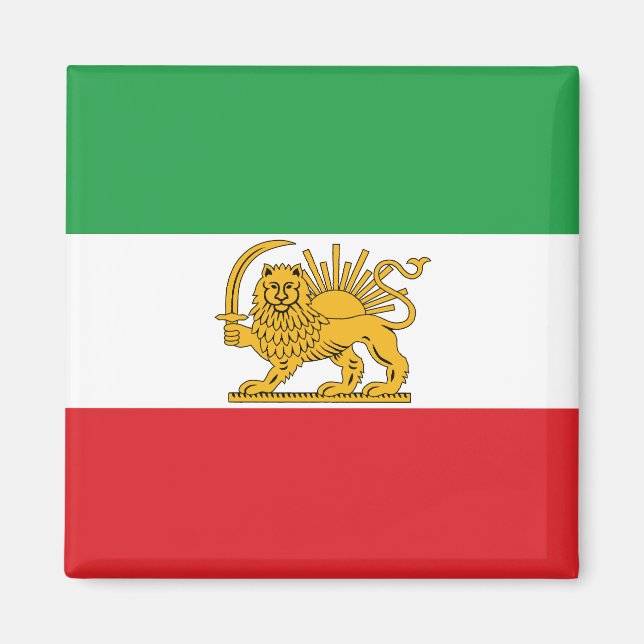 Imán Iran Flag Lion And Sun Shah of Iran Flag Magnet (Frente)