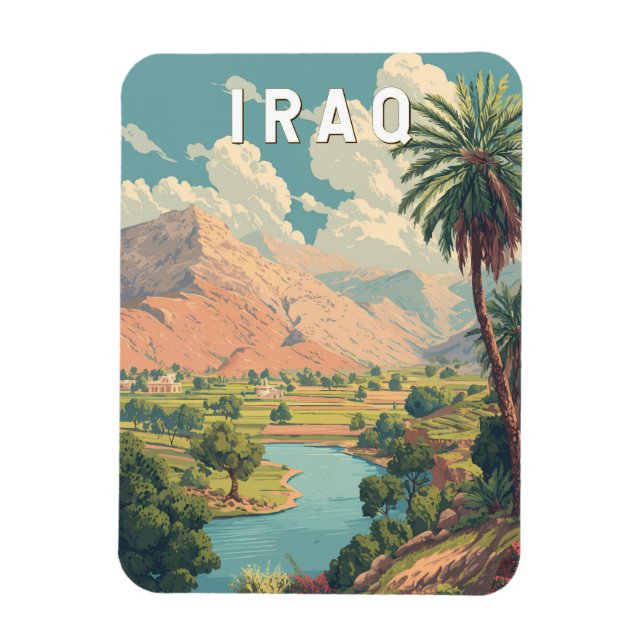 Imán Iraq Illustration Travel Art Vintage (Vertical)