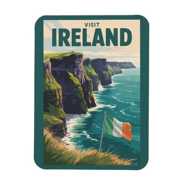 Imán Ireland Cliffs of Moher Illustration Travel Art (Vertical)