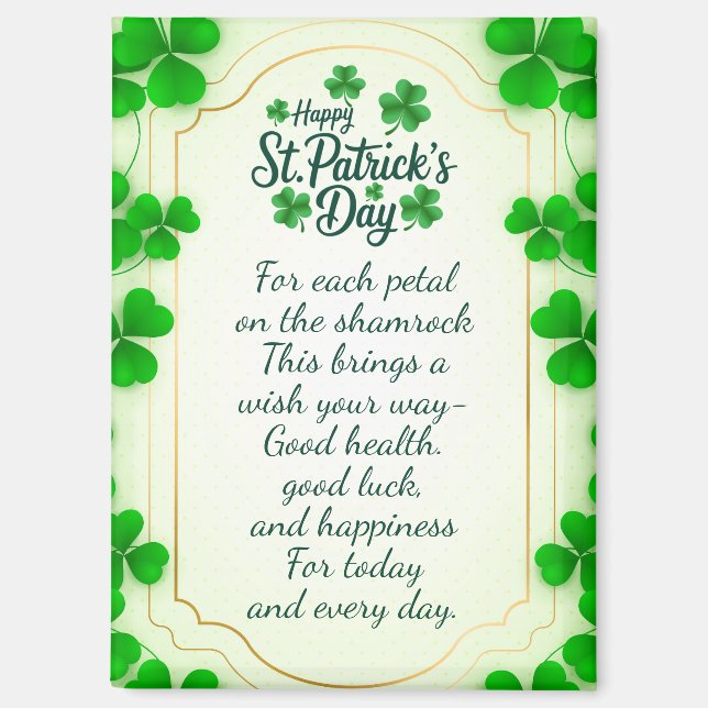 Imán Irish blessings and shamrocks are symbols of luck (Anverso)