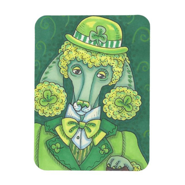 Imán Irish Poodle ST. PATRICK'S DAY DOG MAGNET *Custom (Vertical)
