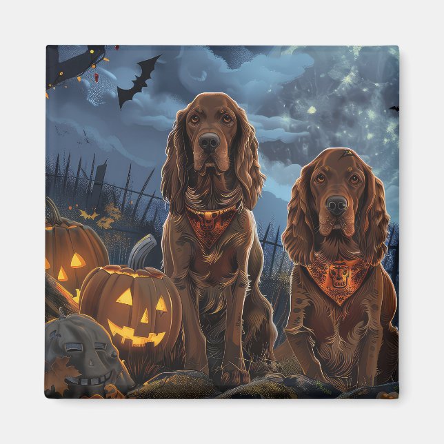 Imán Irish Red Setter Halloween Espeluznante (Frente)