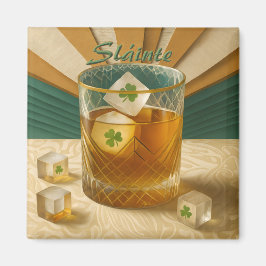 Imán Irish Whiskey Tumbler Shamrock Ice "Sláinte!"