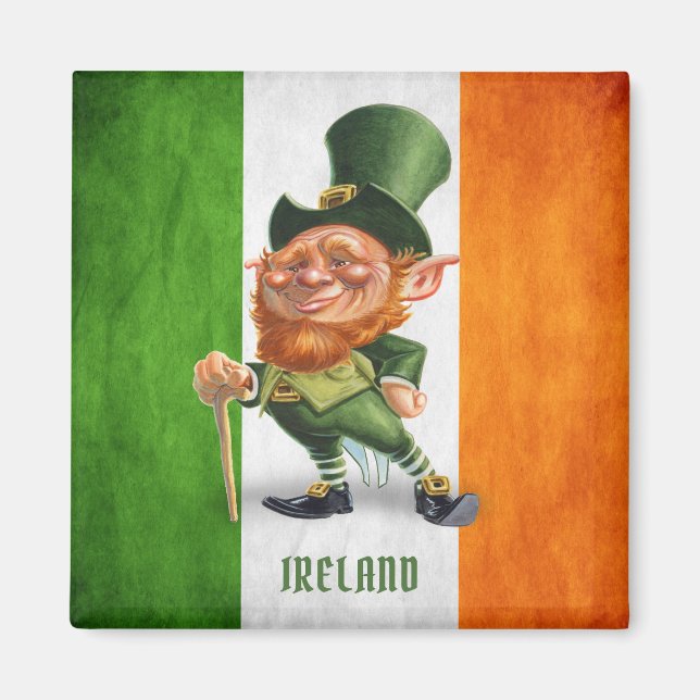 IMÁN IRLANDA FLAG LEPRECHAUN (Frente)