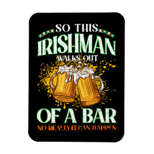 Imán Irlandés bebiendo cerveza Día de San Patricio