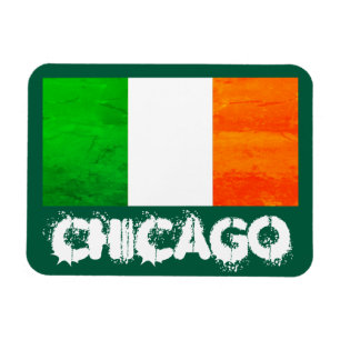 Imán Irlandés en Chicago con bandera de Irlanda - Día d
