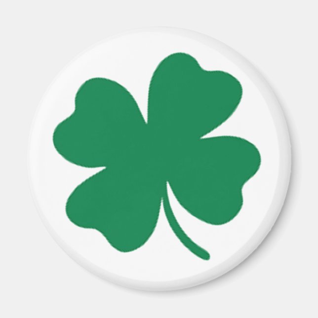 Imán irlandés Shamrock Clover Magnet - Diseño verd (Frente)