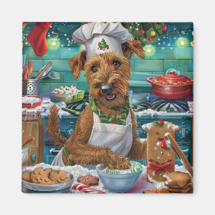 Imán Irlandés Terrier Holiday Baking: Navidades festivo