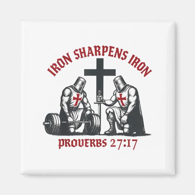 Imán Iron Sharpens Iron Bible Scripture Christian Gym W (Frente)