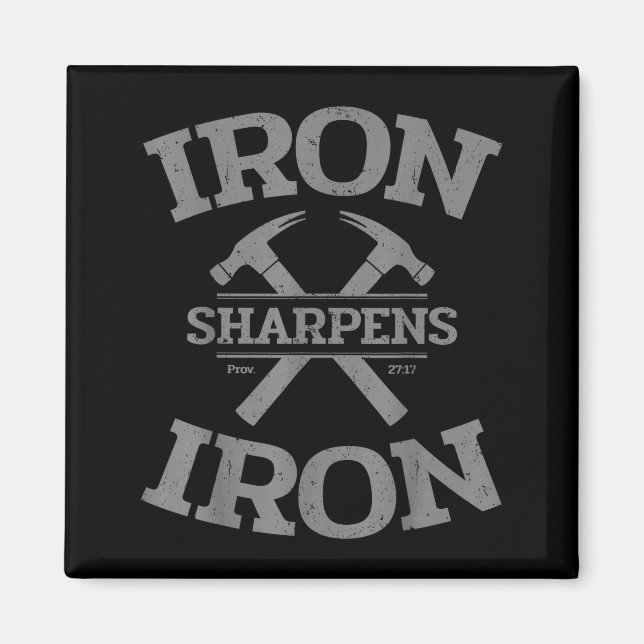 Imán Iron Sharpens Iron Proverbs 27_17 Gym Workout Men  (Frente)