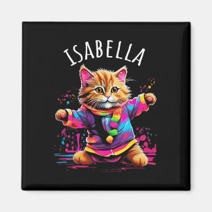 Imán Isabella Colorful Dancing Cat Diseño Para Chicas N
