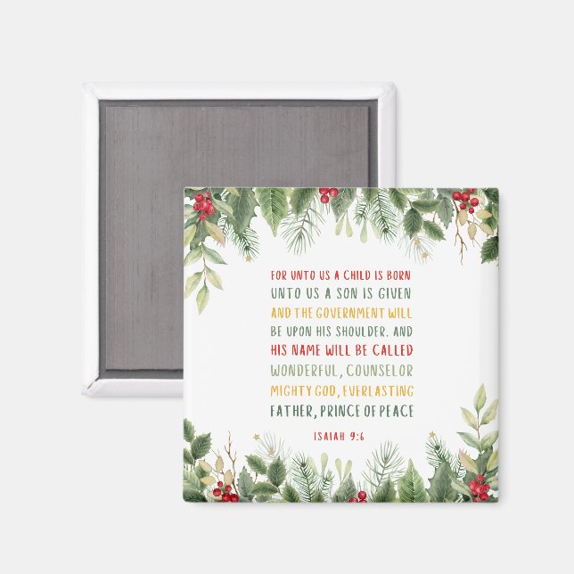 Imán Isaías 9:6 Para Nosotros Un Niño Nace Navidades (Anverso/Reverso)