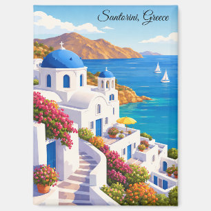 Imán Isla Colorida de Santorini Vintage Grecia Viajes