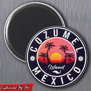 Imán Isla Cozumel México Retro Sunset Souvenirs