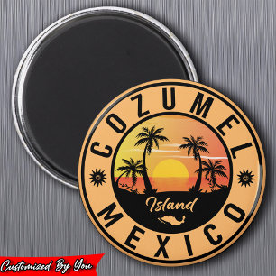 Imán Isla Cozumel México Retro Sunset Souvenirs